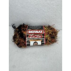 Bernat Eyelash Yarn Wild 35005 Brown Green Textured Vintage Skein